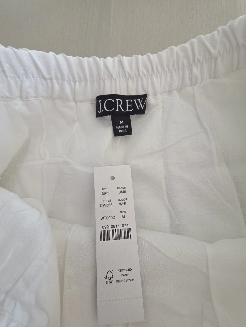 J.Crew Drawstring pleated mini skirt in cotton poplin Sz M $128 White